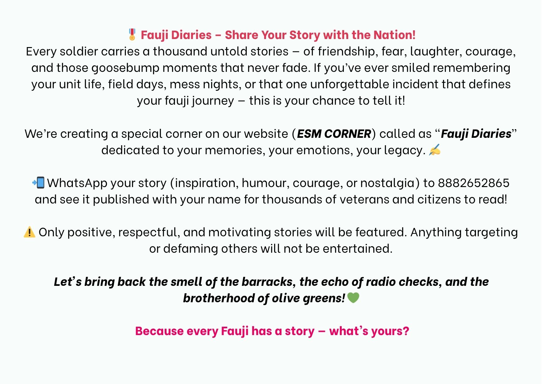 ESM CORNER ESM-Corner-FAUJI DIARIES-agniveer