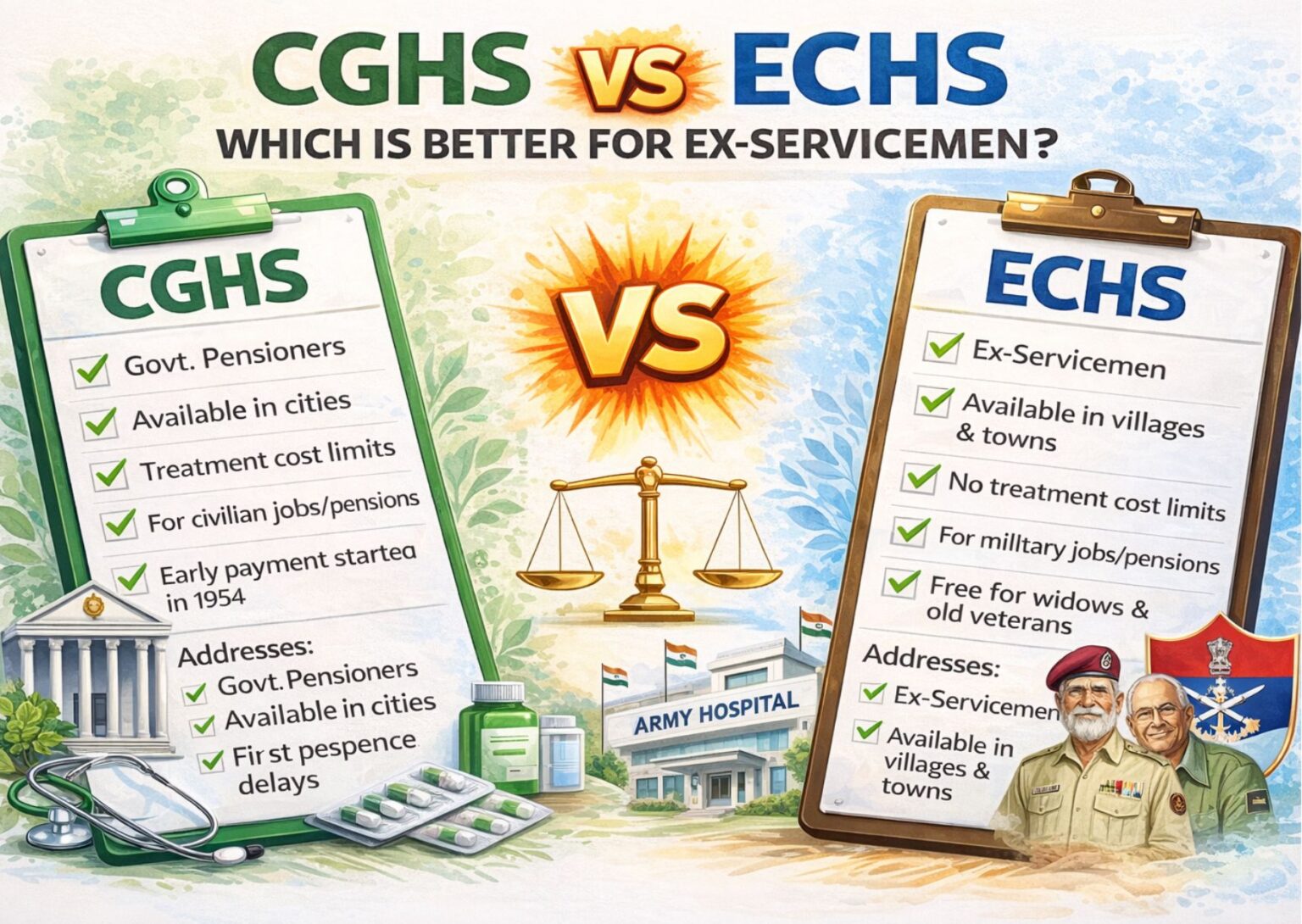 CGHS vs ECHS: Which Health Scheme is Better for ESM?