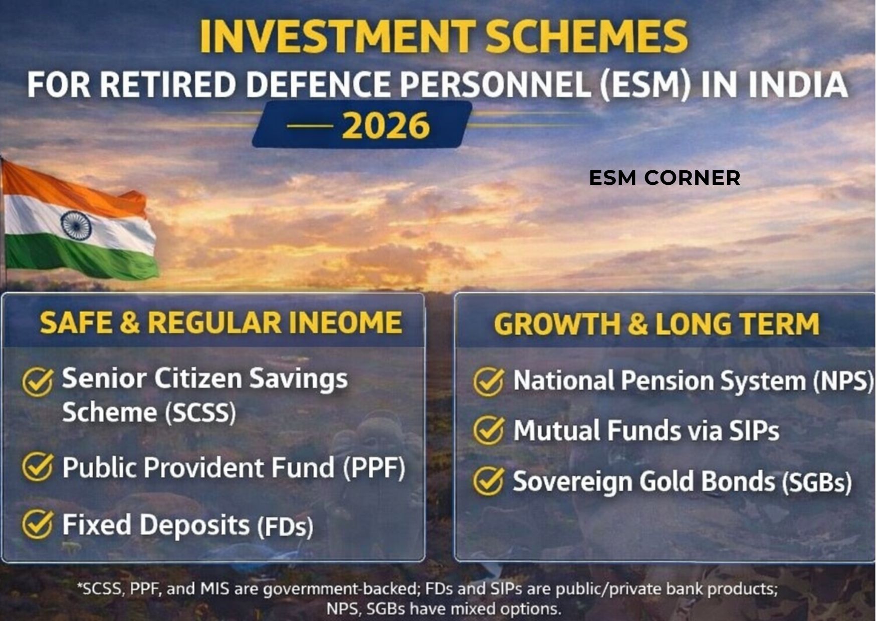 ESM CORNER esm corner safe saving and investment schemes for veteran 2026