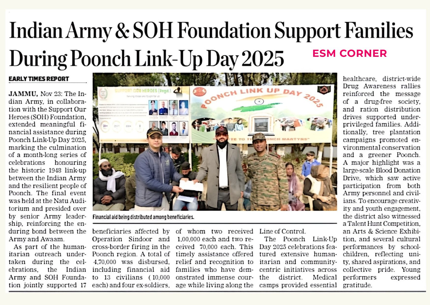 ESM CORNER support our heroes-SOH